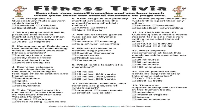 health and fitness questions for kids