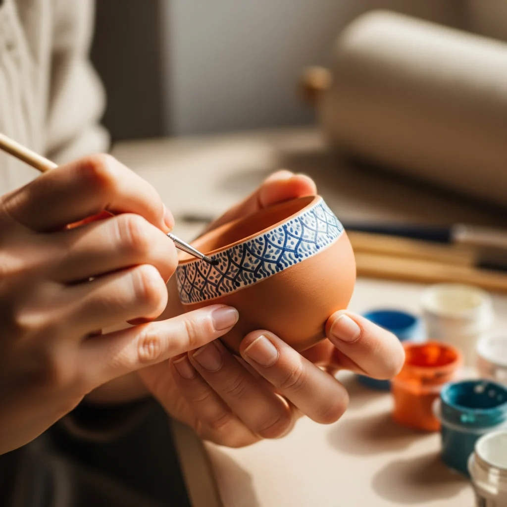 A person's hands focused on a DIY project, illustrating the mindful benefits of exploring craft ideas.